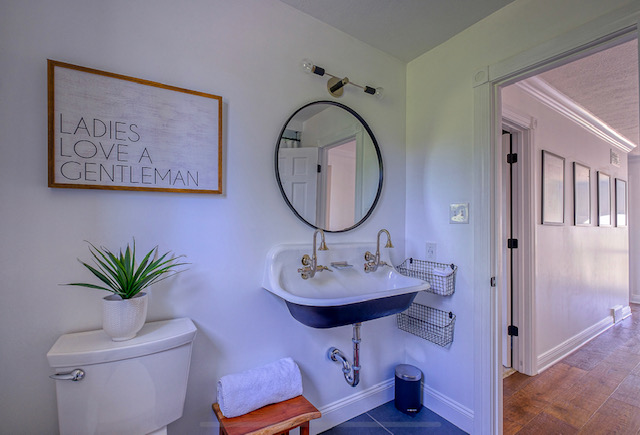 black and white bathroom renovation